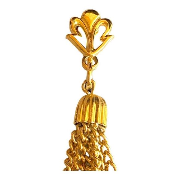 Crown Trafari Vintage  gold plated flur dis le tassel clip back earrings - Picture 5 of 6